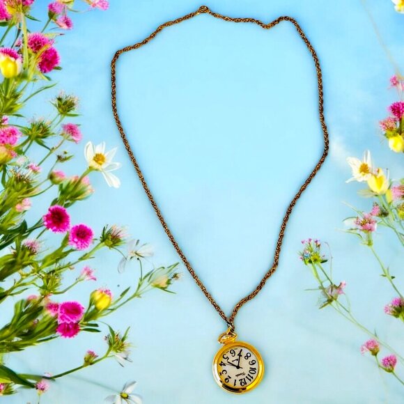 Xanadu Vintage Goldtone Watch Pendant Necklace Quartz Japan Untested - Picture 3 of 12